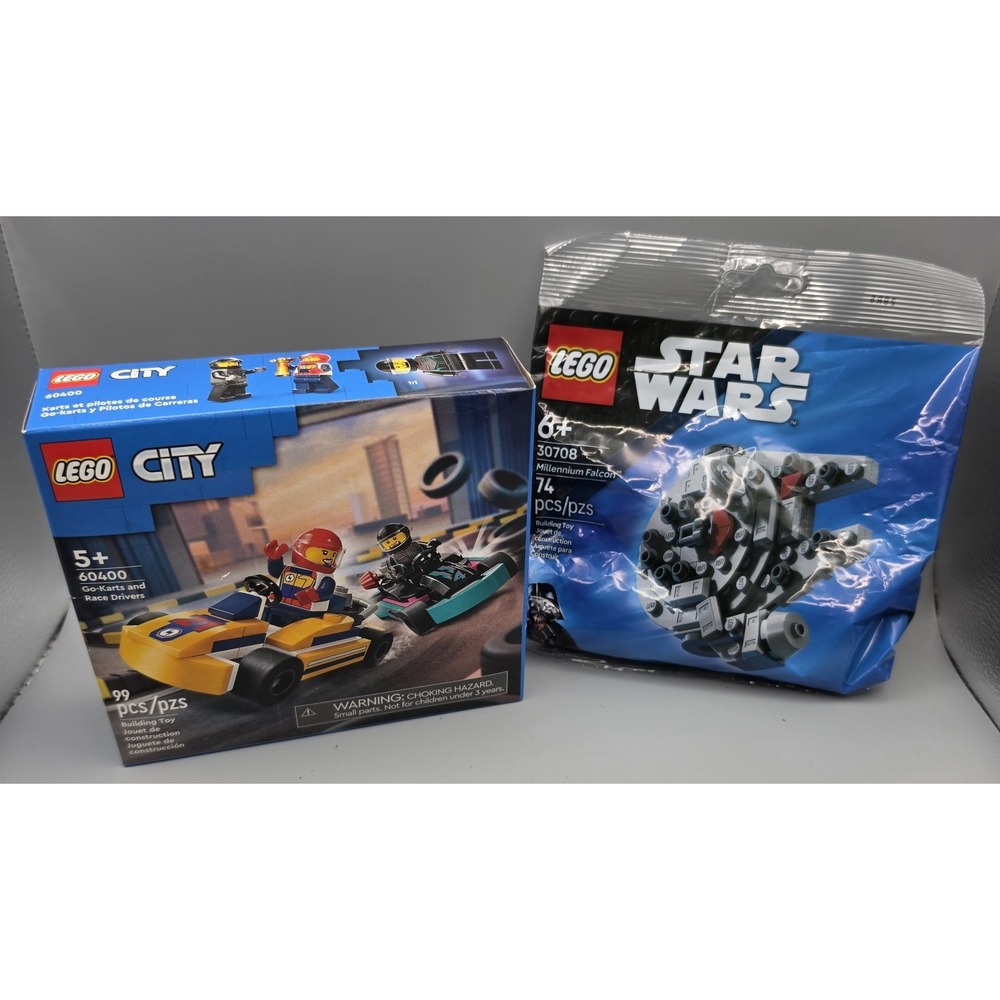 LEGO Lot City 60400 Go-Karts Race Drivers + Star Wars 30708 Millennium Falcon